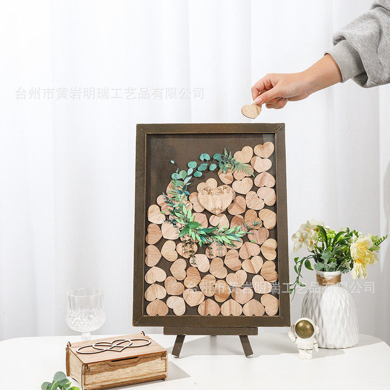 留言薄签到板祝福木质创意婚礼diy会议签到木制品婚庆摆件