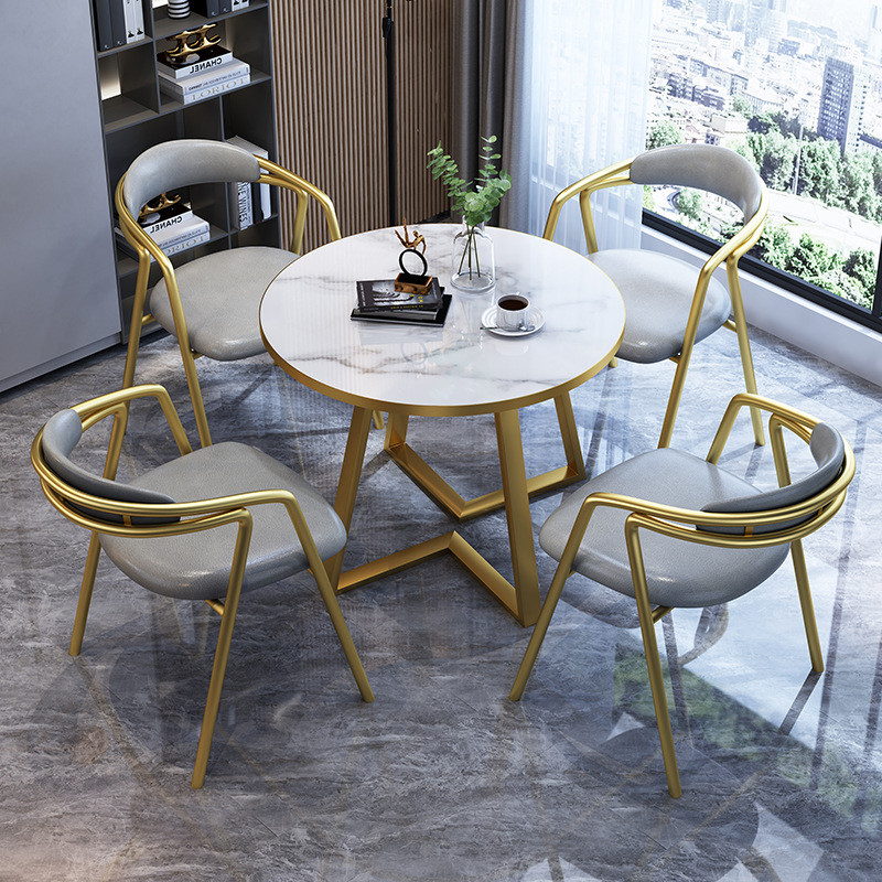 简约接待桌椅组合谈判洽谈桌商务用店面会客桌椅圆形室休闲小圆桌