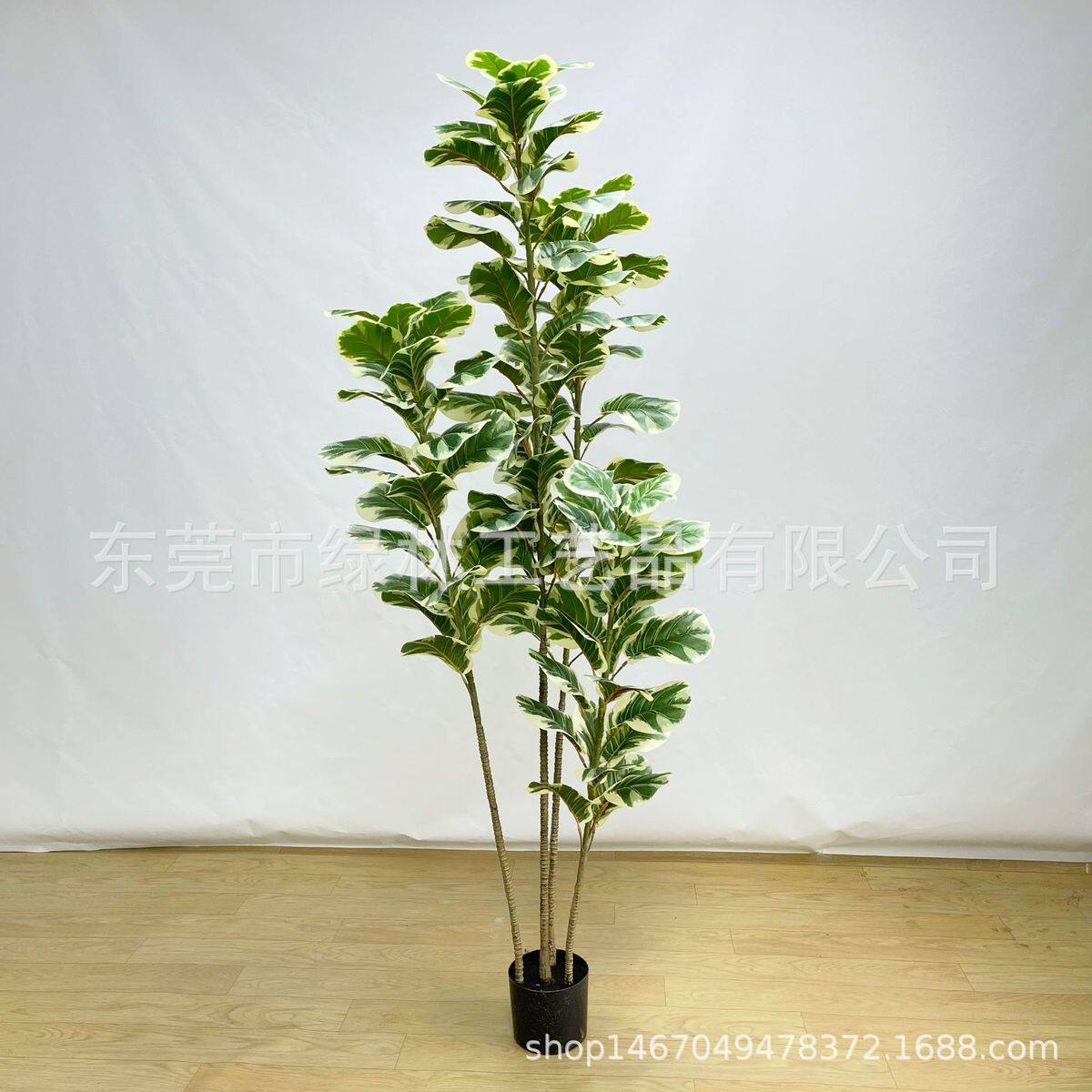 树琴叶榕仿真盆栽人造橡皮树布叶葫芦白边盆景仿真树绿植琴叶榕树