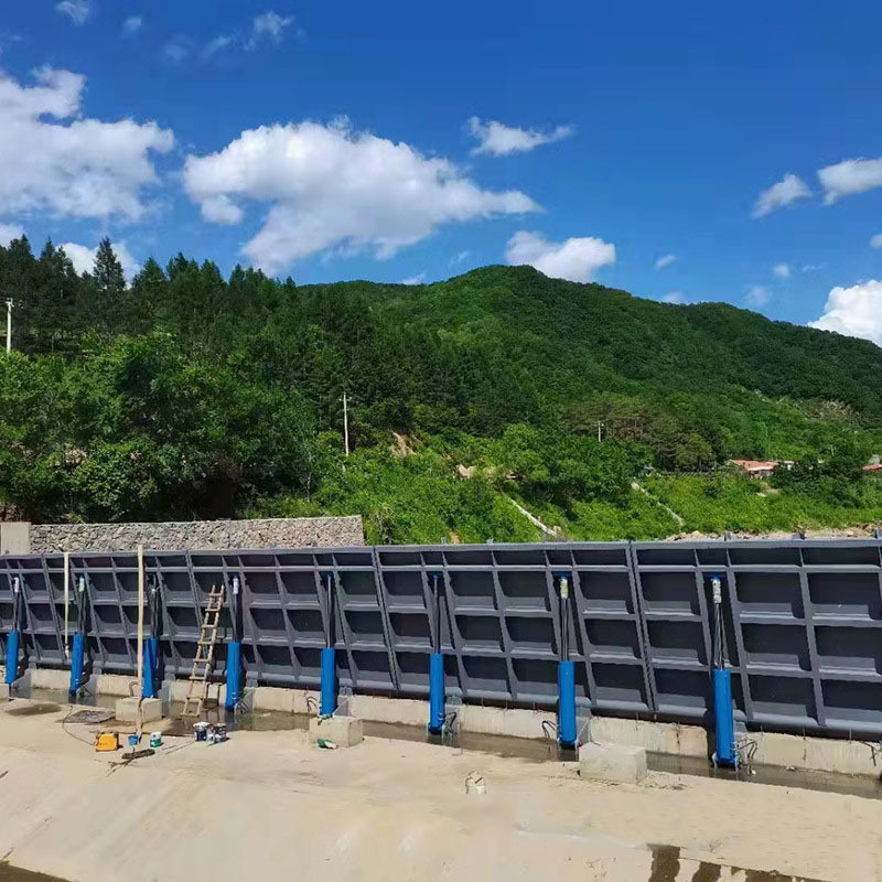 液压翻板闸门水力自控底河道驱动合页坝厂家轴调节液压翻板钢坝闸
