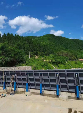 液压翻板闸门水力自控底河道驱动合页坝厂家轴调节液压翻板钢坝闸