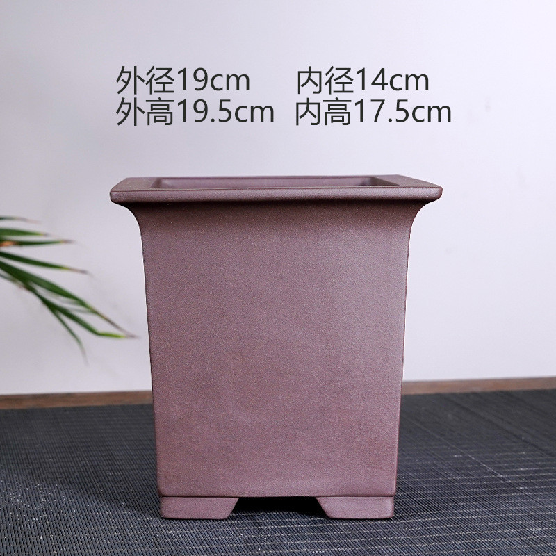 紫砂花盆款高大号四方签筒兰花多肉悬崖盆栽花盆陶土透气