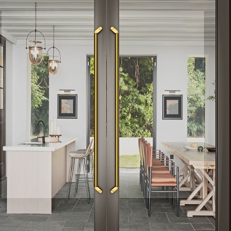 热销简约店铺加厚不锈钢有无框黑色圆管大门拉手玻璃门酒店实木门