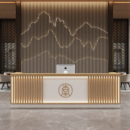 足浴吧台收银台复古实木茶馆餐厅新中式艾灸养生馆公司前台接待台