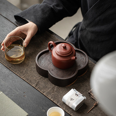 热销黑檀木壶承干泡台实木小茶盘家用养盖碗茶托盘壶垫隔热垫茶壶