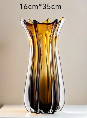 餐桌轻奢琉璃花瓶摆件客厅电视柜现代仿真花水培花器创意家居饰品