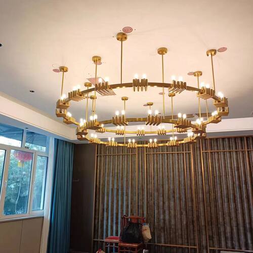 艺术灯水晶别墅饭店酒店宴会大厅餐厅包厢新中式客厅吊灯工程灯具
