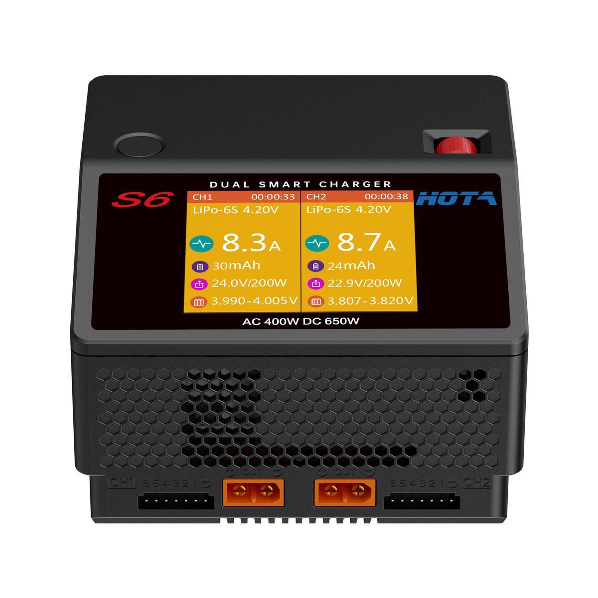 热销hotas6智能ac/dcac400wdc650w15a双路小体积大功率充电器