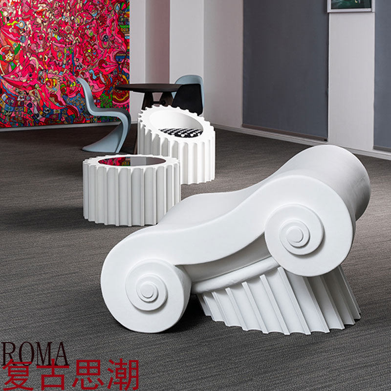 欧美复古风商场座椅玻璃钢罗马柱造型休闲椅花园户外创意组桌椅,商业/办公家具,排椅系列,淘宝优惠券,粉丝福利购,淘宝优惠卷