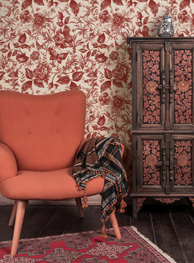 funlife高缔花卉自粘玫瑰壁纸卧室红色家具壁橱防水翻新贴stz039