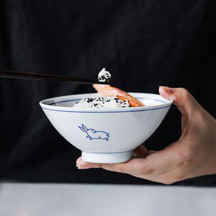 米饭碗单个家用饭碗吃饭餐具陶瓷小碗好看 日式 斗笠碗高颜值5寸