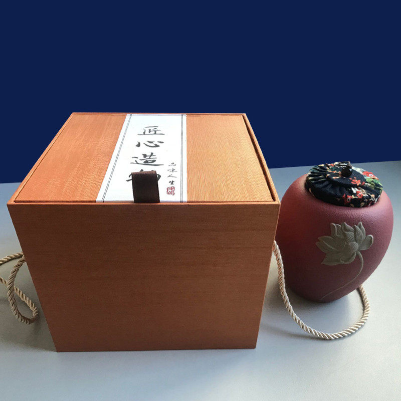 29n茶叶罐陶瓷密封罐粗陶浮雕复古存醒仓盒家用防潮茶茶储物罐茶
