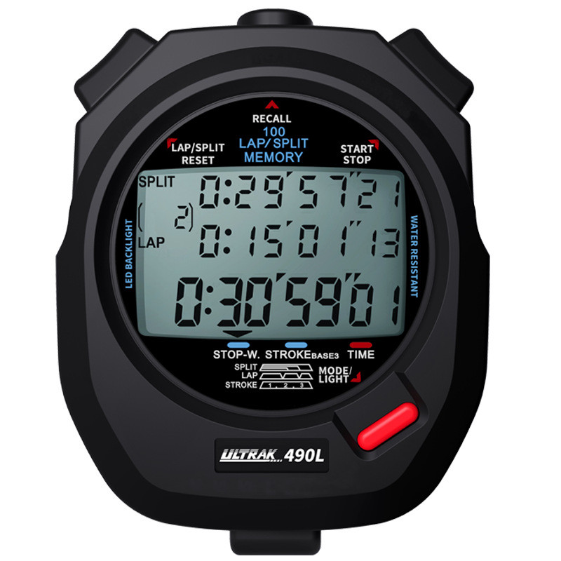 热销电子秒表dt490l定尔志道奥赛克100ultrak3排显示计时器田径夜