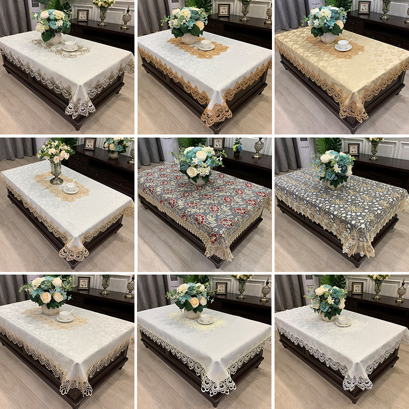 xyt欧式茶几桌布轻奢盖布现代简约长方形美式布艺蕾丝客厅餐桌布