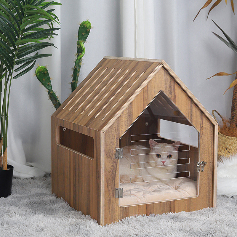 舍猫窝冬天保暖猫木质猫别墅封闭式猫房子室内宠物房子宠物用品