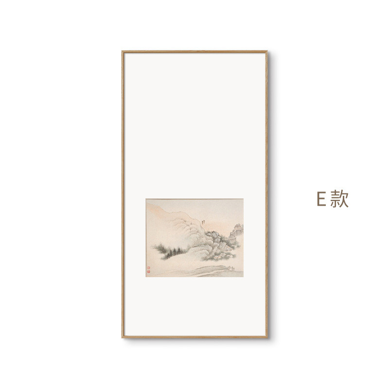 古代山水画水墨竖版新中式挂画日式书房卧室客厅民宿样板间装饰画图片