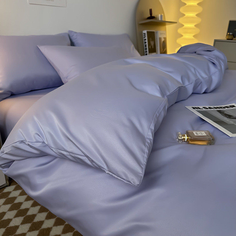 夏天简约床上冰丝四件套夏季裸睡丝滑凉感学生宿舍三件套床单被罩