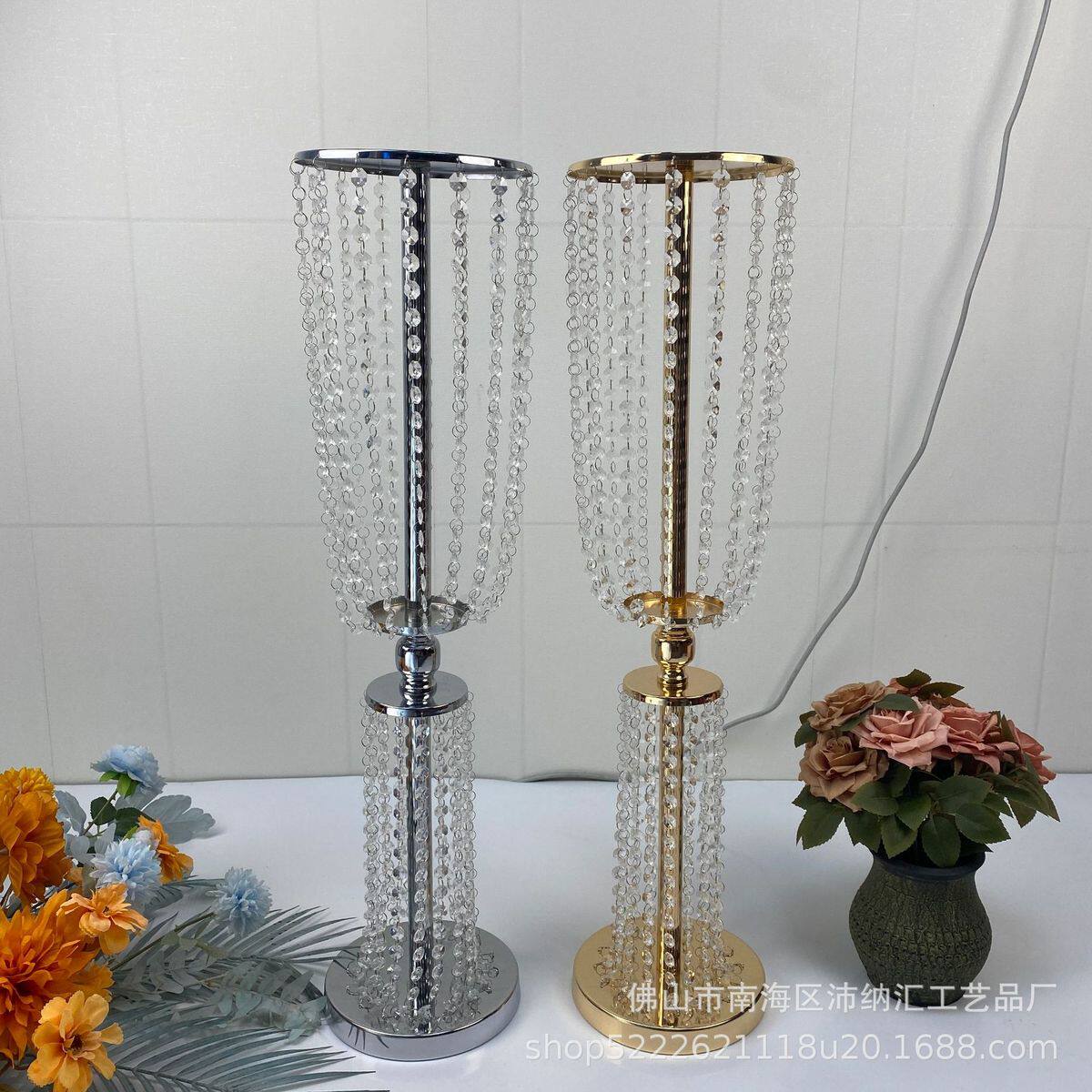 新款金色银色腰扎亚克力水晶路引婚庆场地布置橱窗展示迎宾区摆件