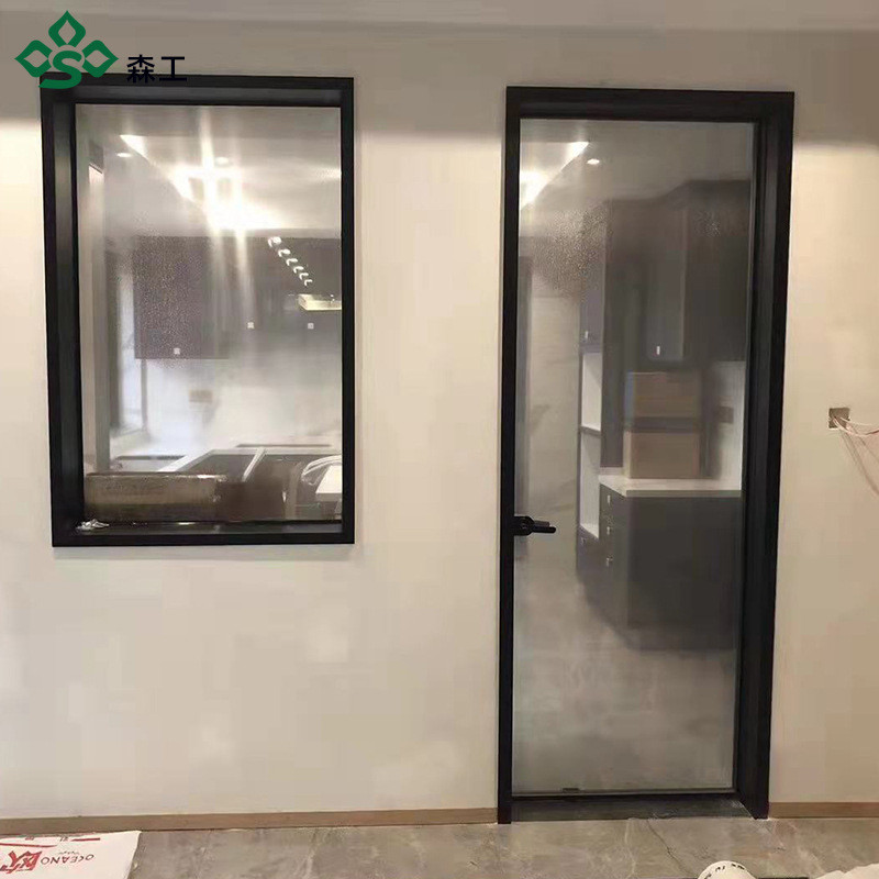 森工浴室玻璃门窄边框极简色玻夹丝艺术钢化厨房卫生间厕所门书房