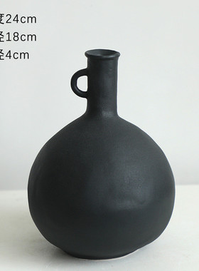 现代极简陶瓷花瓶摆件轻法式装饰客厅水培插小干花粗陶花器民宿