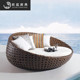 户外藤躺床庭院游泳池花园露天躺椅阳台室外带蓬防晒沙滩藤编躺椅