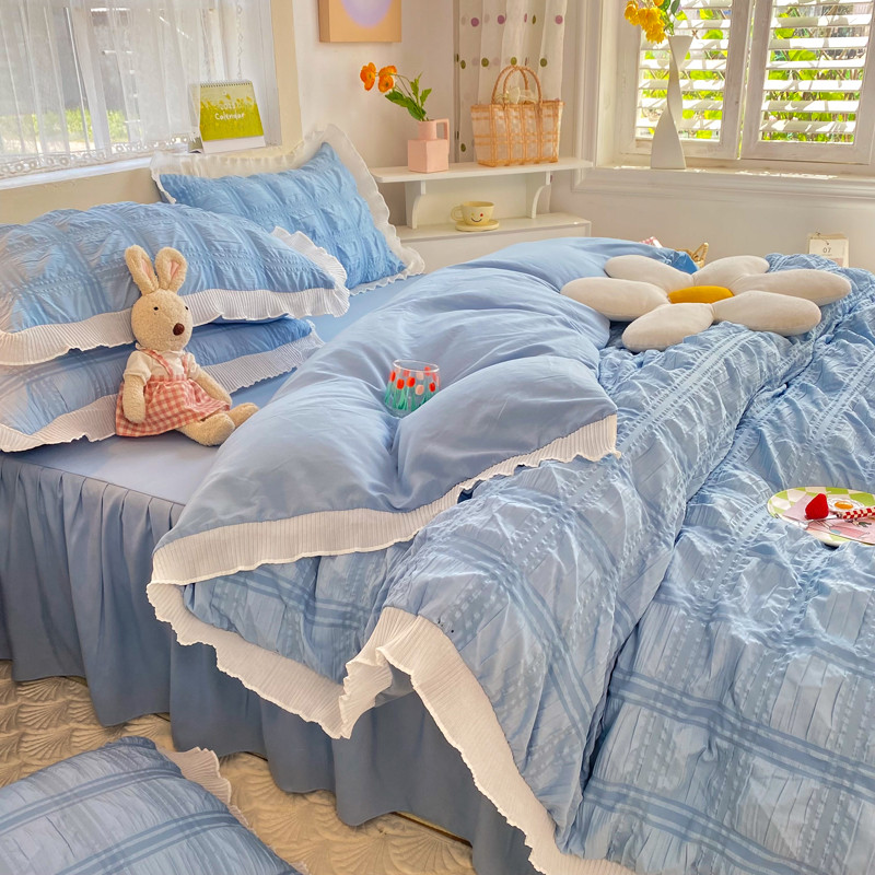 t5lpt5lpins公主床裙款四件套床上用品床单丝滑宿舍三件套被套非4