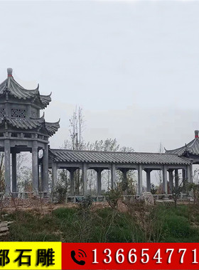 热销艺都公司现货供应石雕石亭 青石四角石亭 仿古石亭 六角石亭