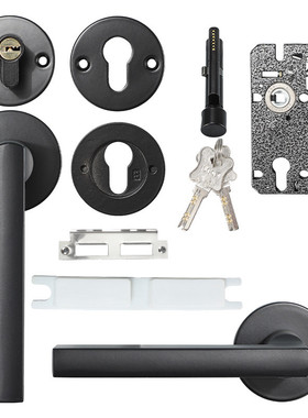 木门门锁室内卧室房门锁磁吸静音黑色门把手分体锁家用锁具批发