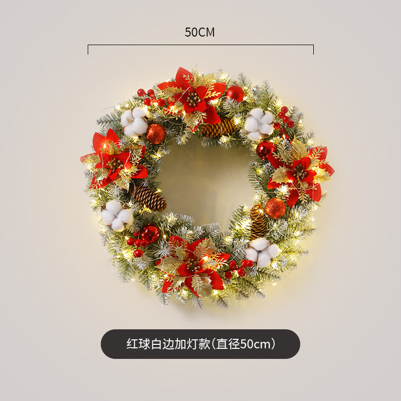 圣诞节装饰花环手工仿真圣诞花圈门气氛圣诞派对场景布置挂道具