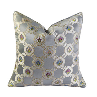 淡雅日式提花式花朵灰色小美色织沙发靠垫家装饰抱枕45x45cm包边