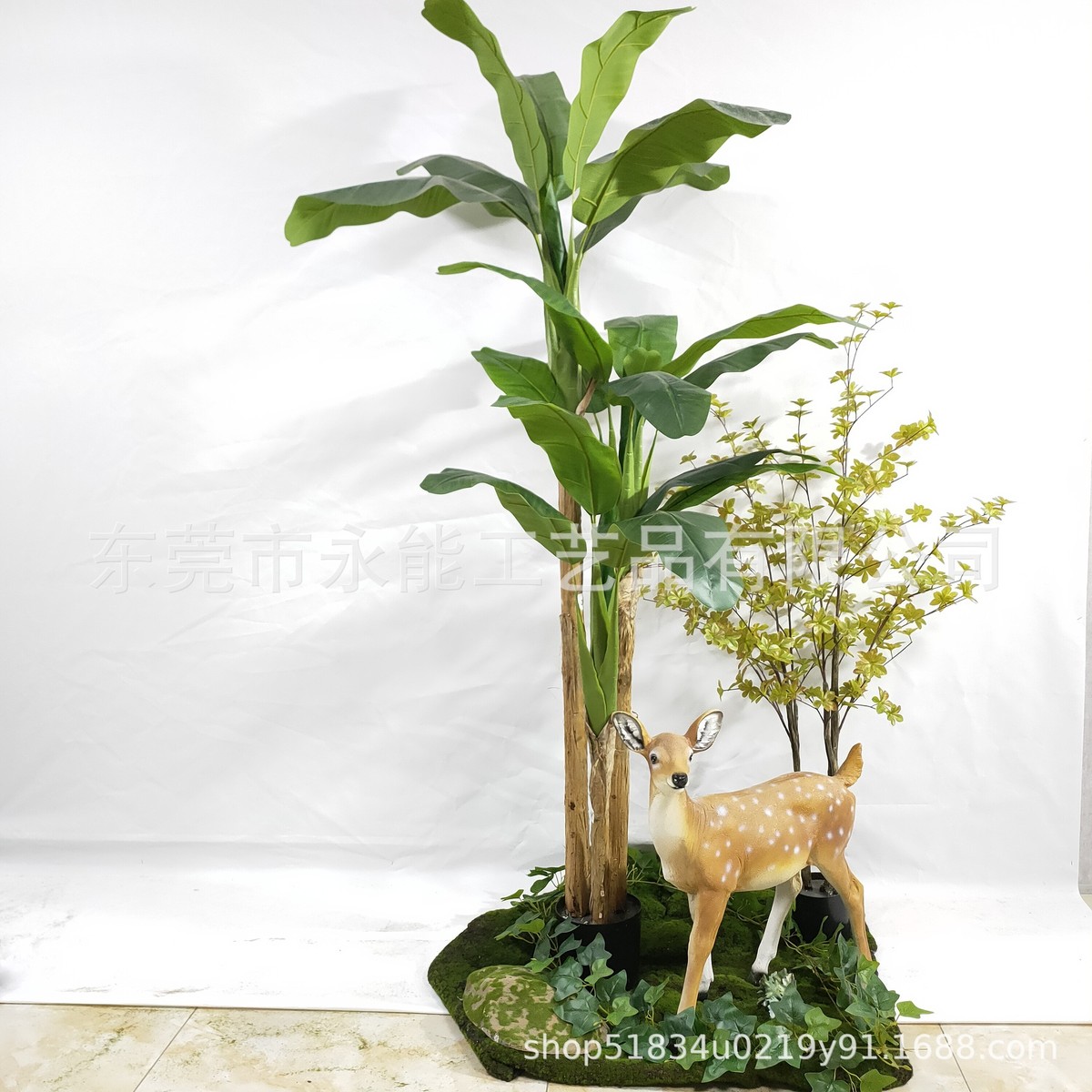 大型植物绿植转角简欧动物会所搭配墙角软装植物植物清新造景设计