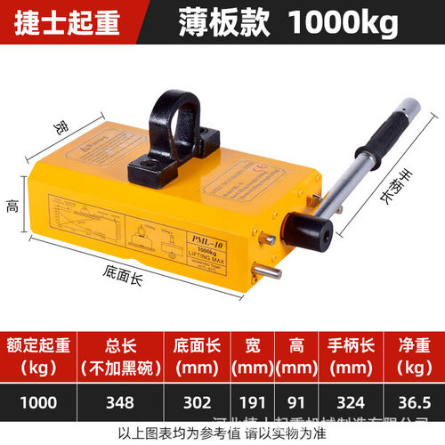 双磁路薄板款永磁吸盘300/600kg手动磁力吊1t强力磁铁起重器厂家