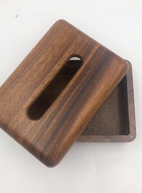 胡桃木整木纸巾盒简约创意家用茶几客厅收纳抽纸盒新中式实木礼品