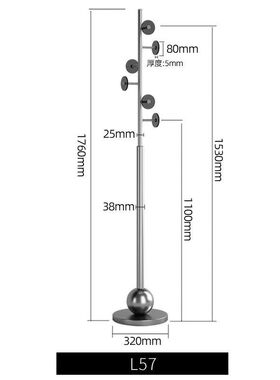 灰色衣服架子落地衣帽架家用不占地卧室衣帽架网红不锈钢放小型