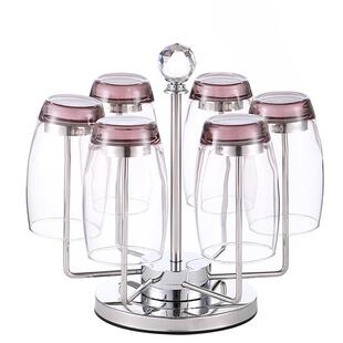 欧式不锈钢葡萄酒杯架创意倒挂式旋转水杯架悬挂吊挂置物架摆件