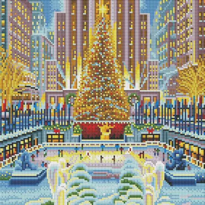 LED钻石画满钻魔方钻发光画装饰画墙壁挂画圣诞树LED5005