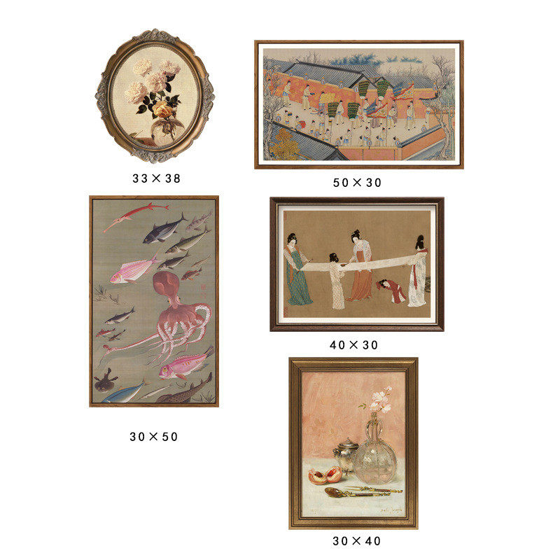 现代新古典中式装饰画客厅玄关清明组合挂画卧室床头织女壁画复古