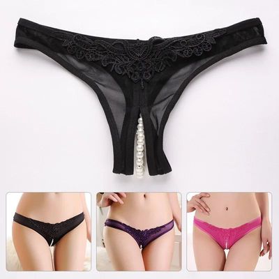 Women's Lace Briefs Ladies Exotic Open Crotch Panties Thongs