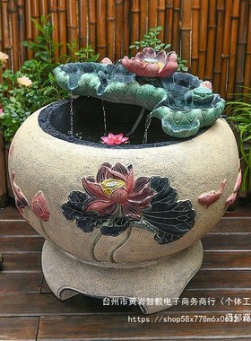 热销庭院流水摆件循环水落地鱼缸阳台成品养鱼池造景室外户外假山