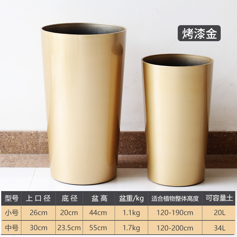 简约花盆自动吸水懒人烤漆圆柱高筒客厅室内盆景创意落地欧式大号