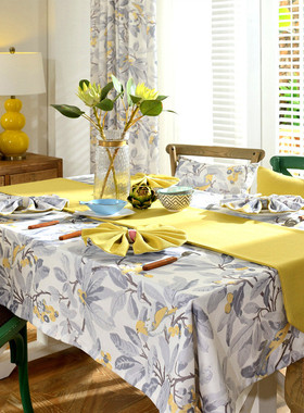 i6cv批发美式轻奢棉麻布艺桌布西餐厅酒店茶会议防水桌旗绿色派对