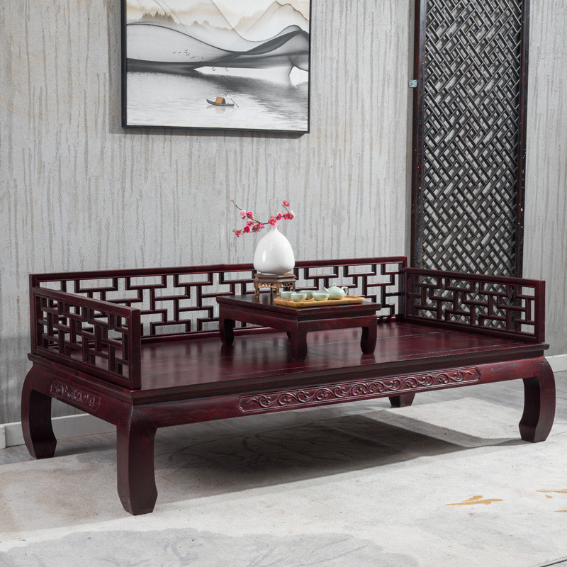 罗汉床实木新中式贵妃仿古榆木榻家具组合简约客厅家用小户型沙发