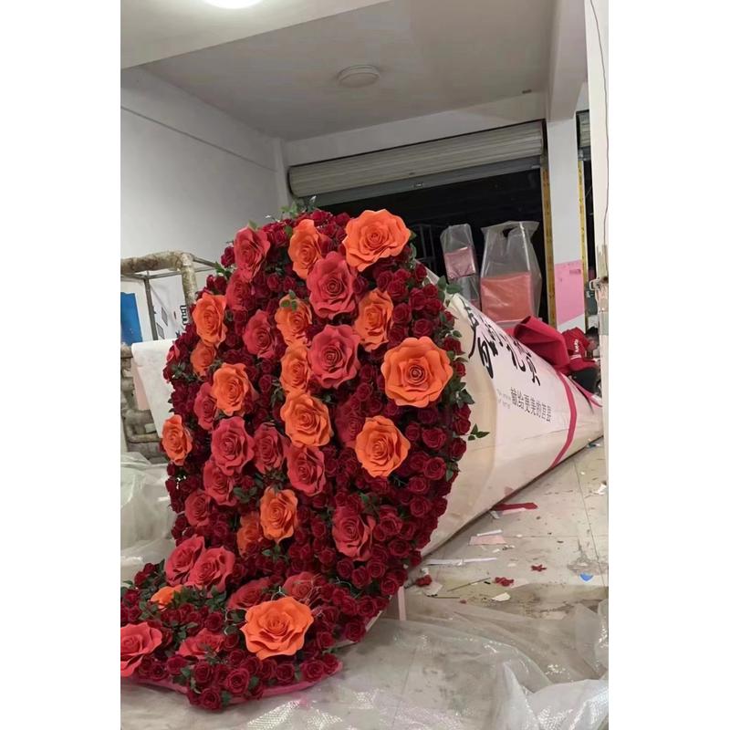 巨型花束美陈仿真大网红装饰景区打卡拍照玫瑰活动道具纸艺花朵造