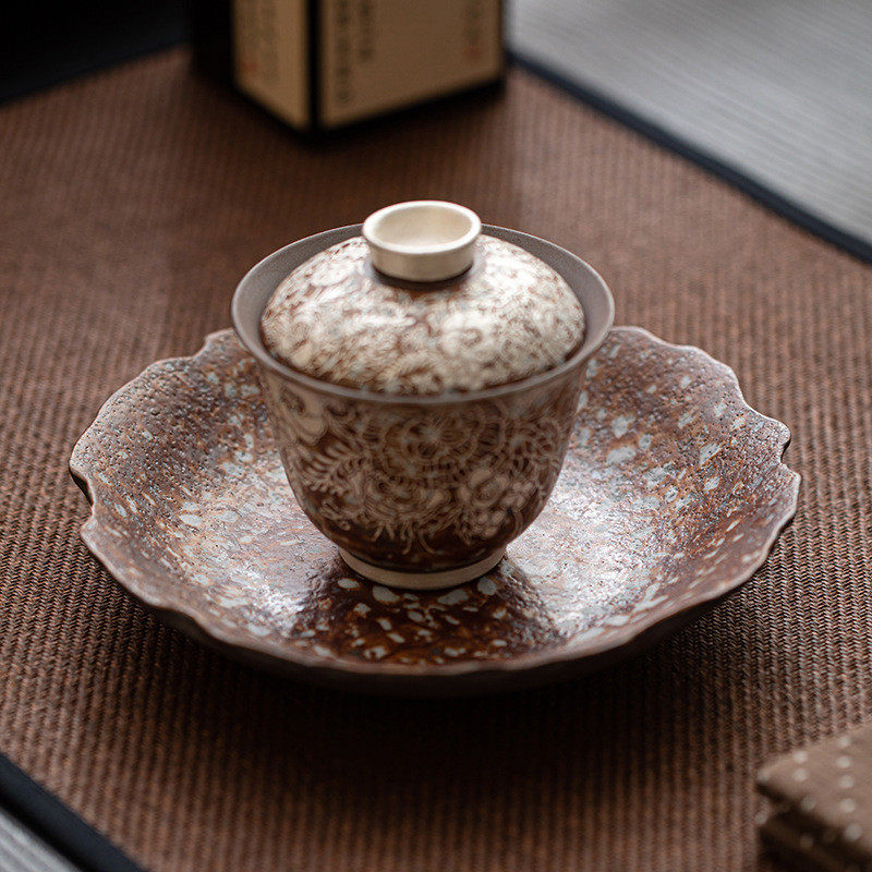 热销老岩泥托盘家用鎏银壶承复古陶瓷桌面茶壶盖碗底碟繁花点心水,餐饮具,茶盘,淘宝优惠券,粉丝福利购,淘宝优惠卷