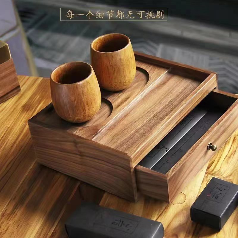 客厅遥控器多功能收纳盒创意抽纸木制纸巾盒桌面带筒杂物抽纸盒
