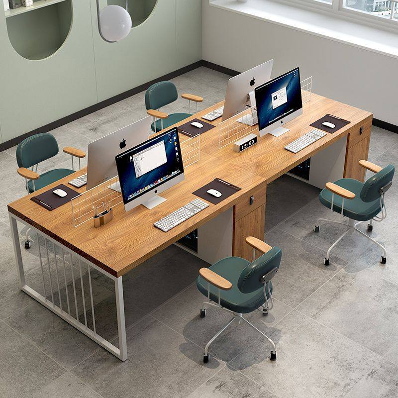 纯实木员工桌办公室员工办公桌4人位职员桌工位办公桌原木 工业风,住宅家具,电脑桌,淘宝优惠券,粉丝福利购,淘宝优惠卷