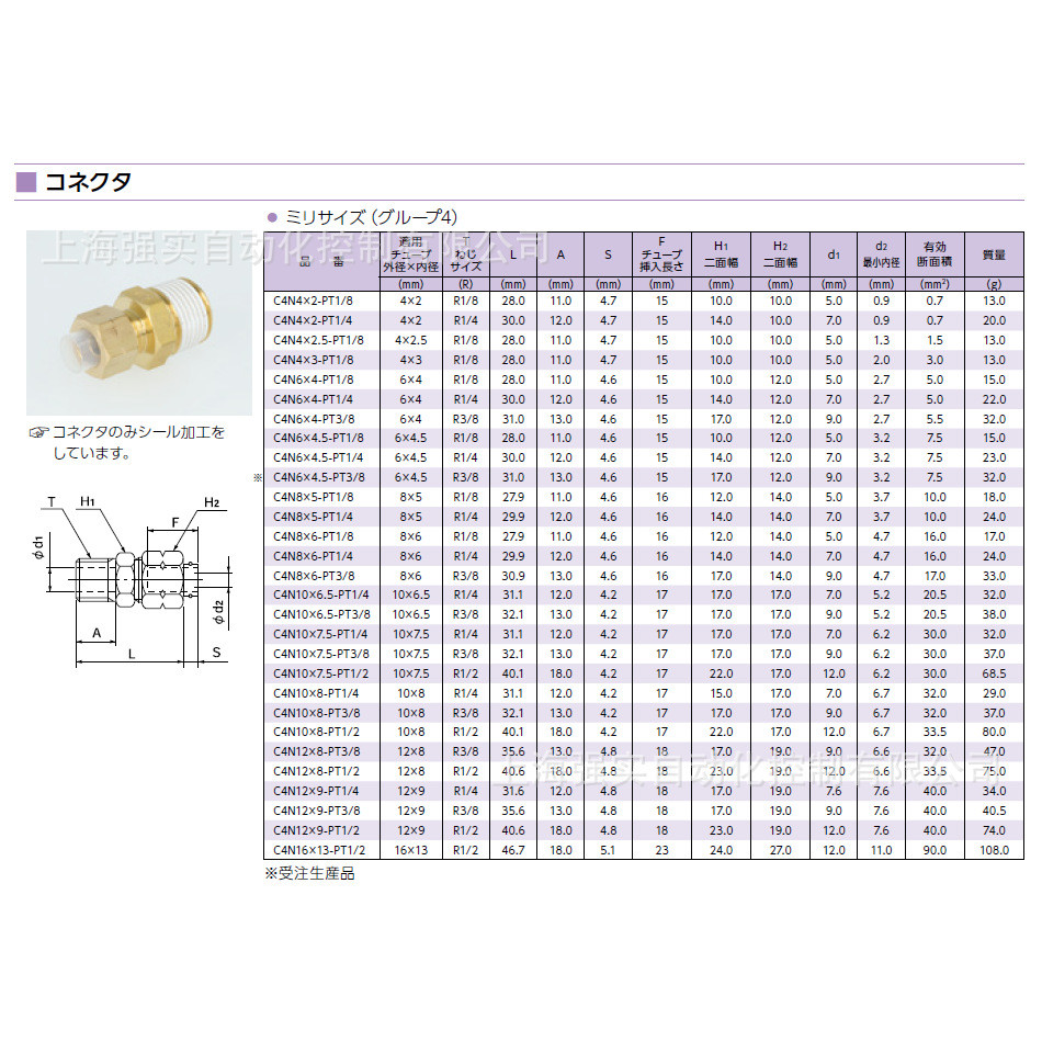 公制螺纹弯头nitta接头12-02直通卡套接头嵌入式软管连接头