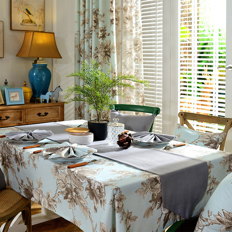 美式轻奢棉麻布艺西餐厅桌布酒店派对会议防水桌旗绿色茶几布新款