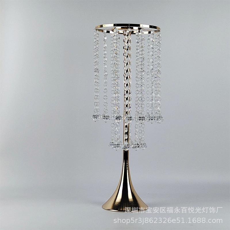 婚庆铁艺花架水晶珠帘路引婚礼花器现场布置桌面装饰用品烛台摆件