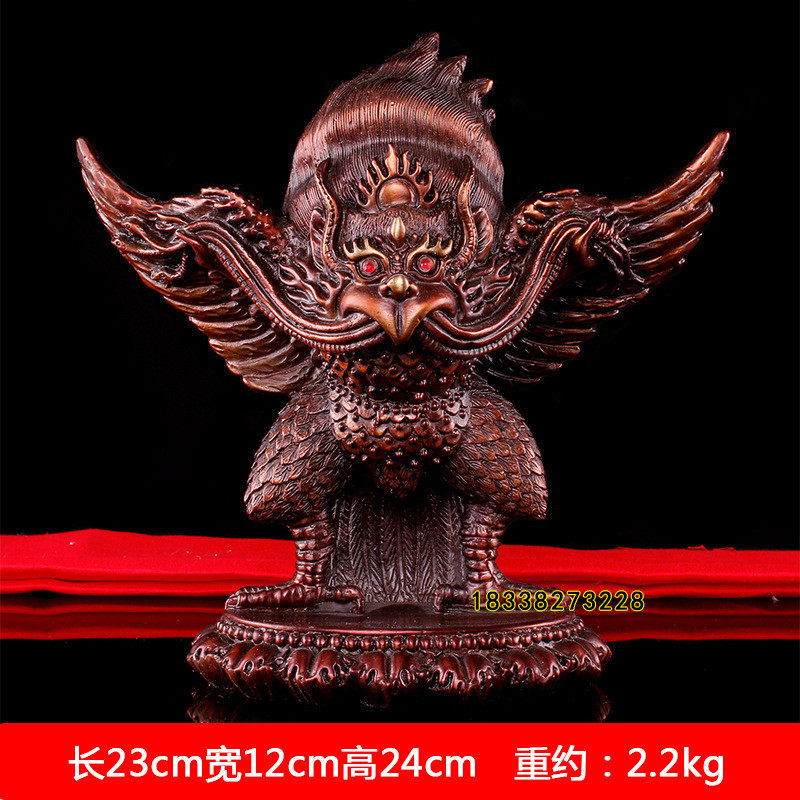 纯铜护法子摆件藏传迦楼罗金翅大鹏鸟雷震铜像家居供奉摆饰